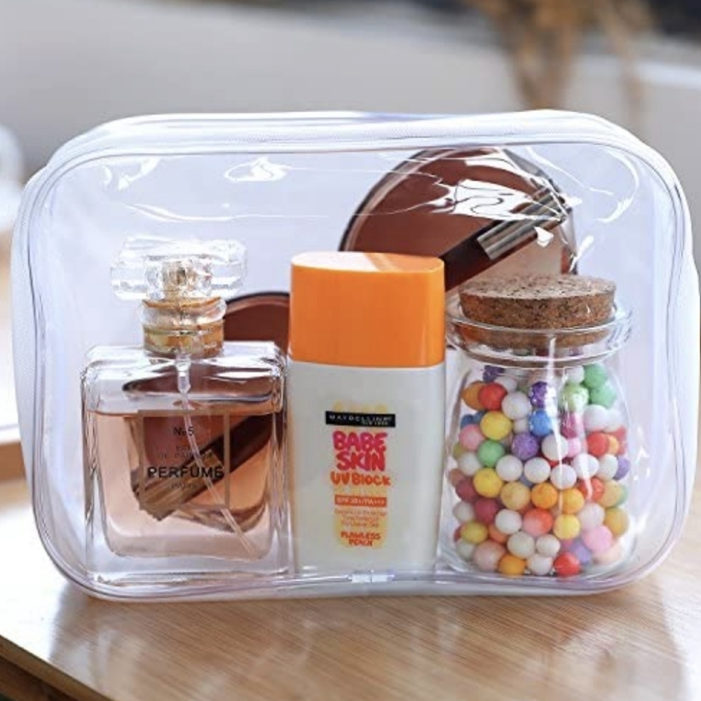 Clear Pvc zipper toiletry pouch, cosmetic makeup bag